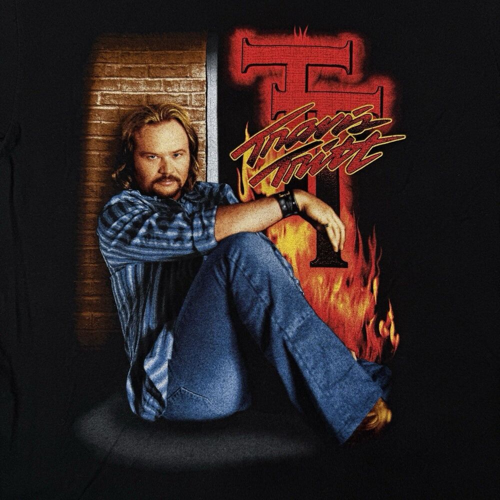 VTG Travis Tritt Shirt Men Medium Black 2005 Tour Country Music Concert Band Tee